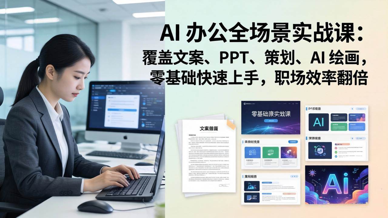 （17732期） AI 办公全场景实战课：覆盖文案、PPT、策划、AI 绘画，零基础快速上手，职场效率翻倍-领学通