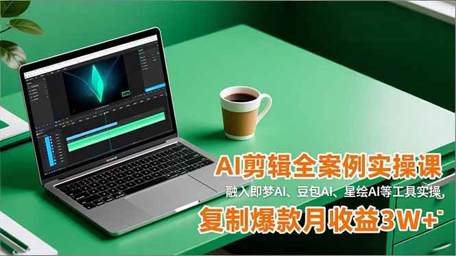 (16770期)AI剪辑全案例实操课,融入即梦AI、豆包AI、星绘AI等工具实操,复制爆款月收益3W+-领学通