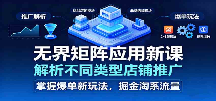 无界矩阵应用新课,解析不同类型店铺推广,掌握爆单新玩法,掘金淘系流量-领学通