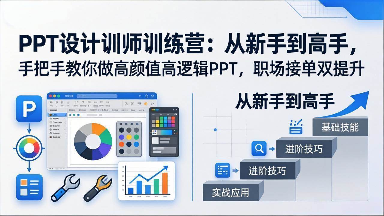 (17886期)PPT设计训师训练营:从新手到高手,手把手教你做高颜值高逻辑PPT,职场接单双提升-领学通