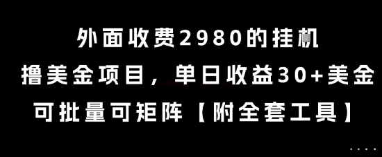 外面收费2980的挂G撸美金项目，单日收益30+美金，可批量可矩阵【揭秘】-领学通