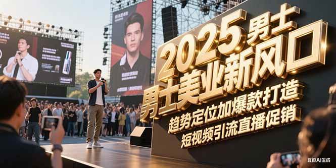 （15190期）2025男士美业新风口，趋势定位加爆款打造，短视频引流直播促销-领学通