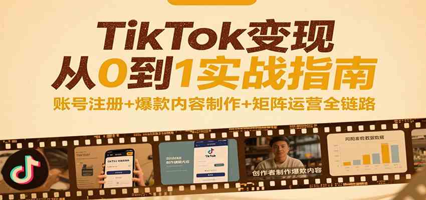 TikTok变现从0到1实战指南：账号注册+爆款内容制作+矩阵运营全链路-领学通