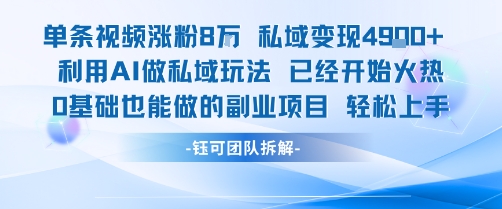 单条视频私域变现4.9k+利用AI做私域玩法 已经开始火热0基础也能做的副业项目轻松上手-领学通