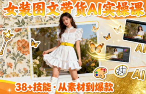 女装图文带货的AI实操课,覆盖38个实用技能,快速提升素材制作效率-领学通