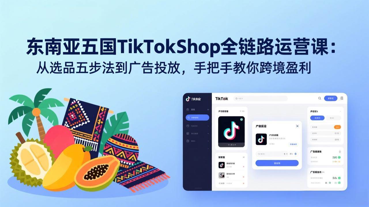 （17511期）东南亚五国TikTok Shop全链路运营课：从选品五步法到广告投放，手把手教你跨境盈利-领学通