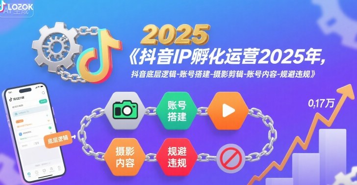抖音IP孵化运营2025年，抖音底层逻辑-账号搭建-摄影剪辑-账号内容-规避违规-领学通