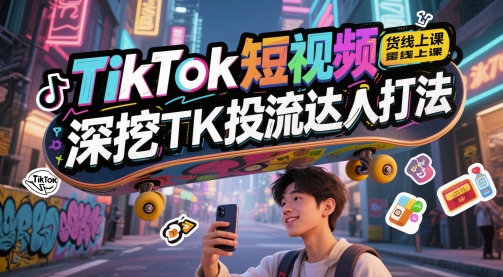 TikTok短视频带货线上课，深挖TK投流达人打法-领学通