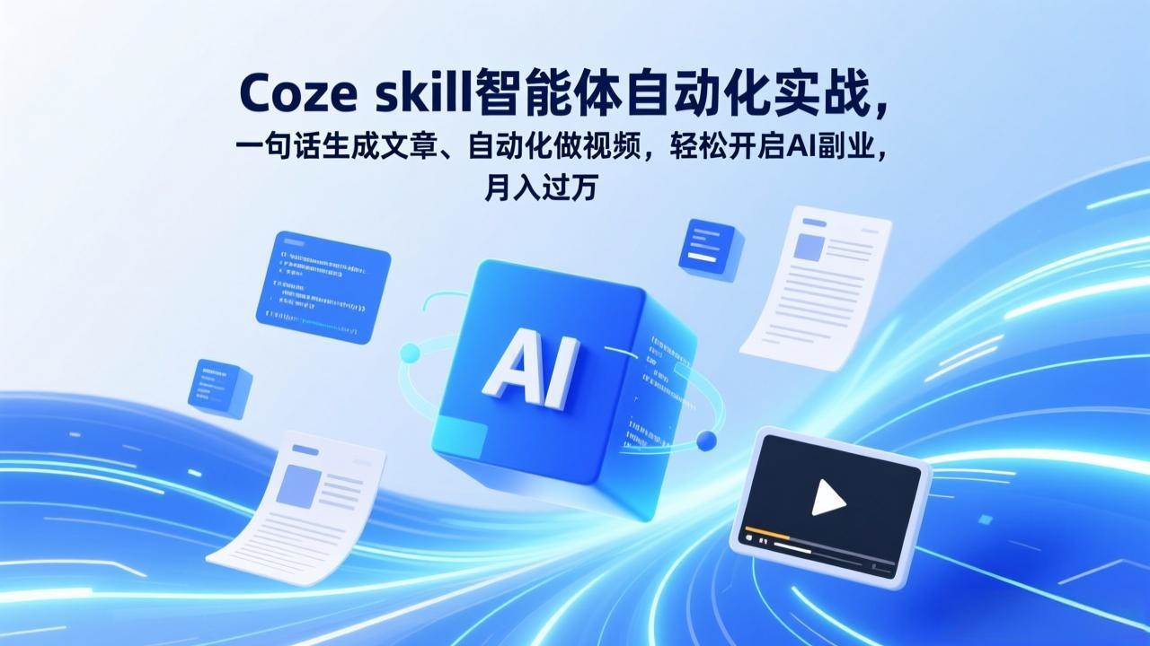 （17399期）Coze skill智能体自动化实战，一句话生成文章、自动化做视频，轻松开启AI副业，月入过万-领学通