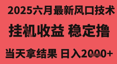 2025六月最新风口技术，无人挂G撸礼物，长期稳定 一个小时收益2k+，小白当天拿结果【揭秘】-领学通