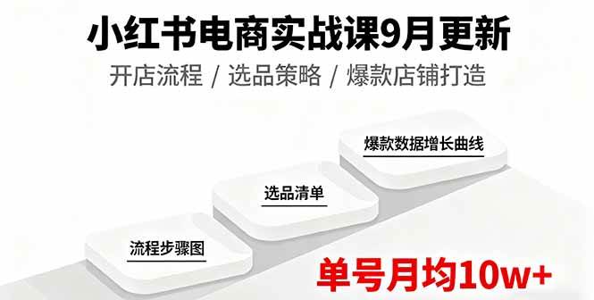 (16120期)小红书电商实战课9月更新,开店流程/选品策略/爆款店铺打造,单号月均10w+-领学通