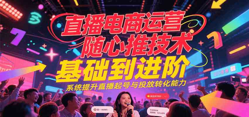 直播电商运营随心推投放技术基础到进阶，系统提升直播起号与投放转化能力-领学通
