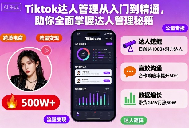 Tiktok达人管理从入门到精通,助你全面掌握达人管理秘籍-领学通