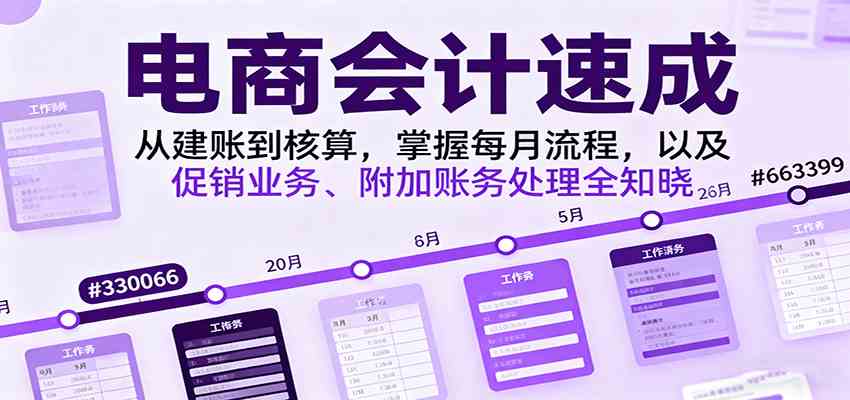 电商会计速成,从建账到核算,掌握每月流程,以及促销业务、附加账务处理全知晓-领学通