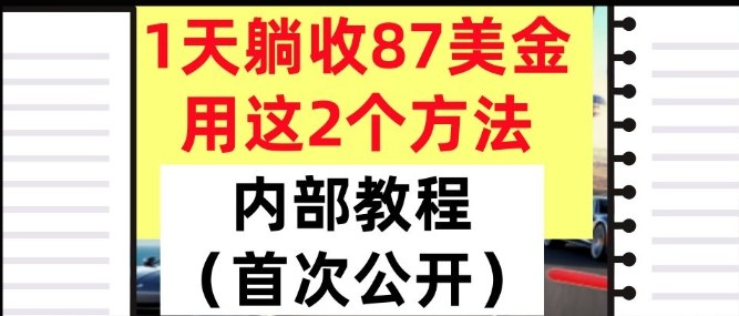 1天躺收87美刀,用这2个方法,长期稳定,超简单,内部教程-领学通