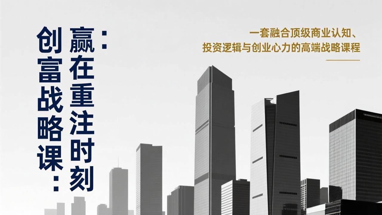 （17337期）《创富战略课：赢在重注时刻》一套融合顶级商业认知、投资逻辑与创业心力的高端战略课程-领学通