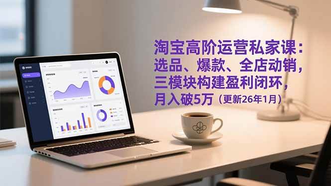 (17016期)淘宝高阶运营私家课:选品、爆款、全店动销,三模块构建盈利闭环,月入破5万(更新26年1月)-领学通