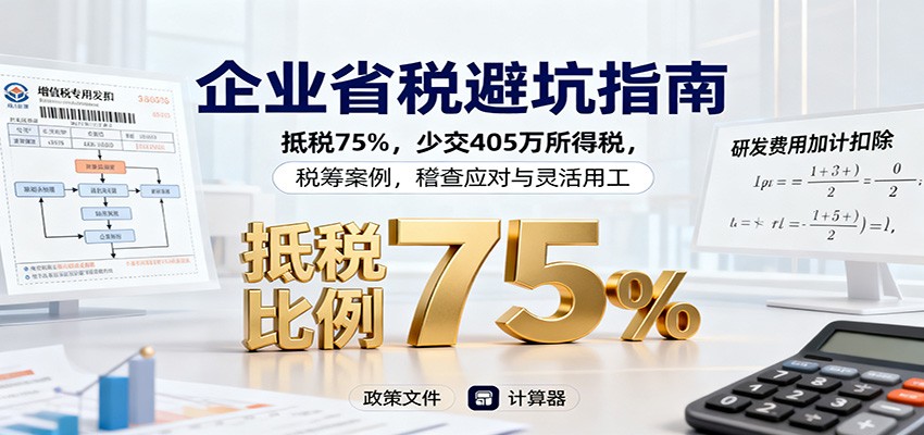 企业省税避坑指南:抵税75%,少交405万所得税,税筹案例,稽查应对与灵活用工-领学通
