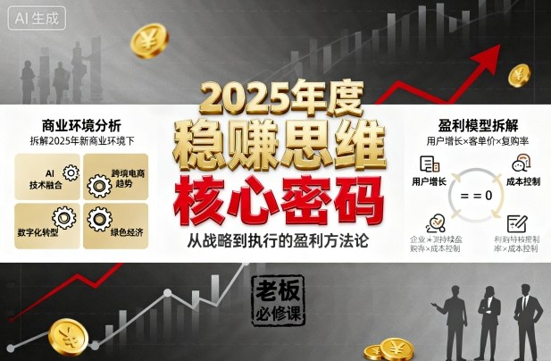 2025年度稳賺思维老板创业营,拆解2025年新商业环境下,企业实现持续盈利的核心密码-领学通