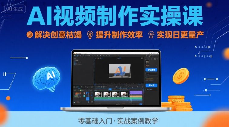 Ai视频制作实操课，解决创意枯竭、效率低下痛点，实现日更量产可持续变现-领学通