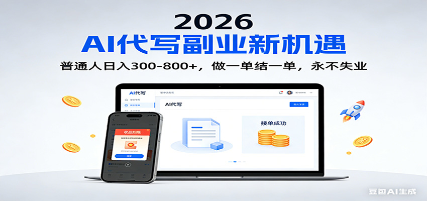 2026 副业首选!AI 代写日入 300-800,普通人0门槛,做一单结一单!-领学通