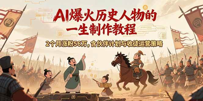 （15336期）AI历史人物赛道课程，2个月涨粉56万，含伙伴计划与收徒运营策略-领学通