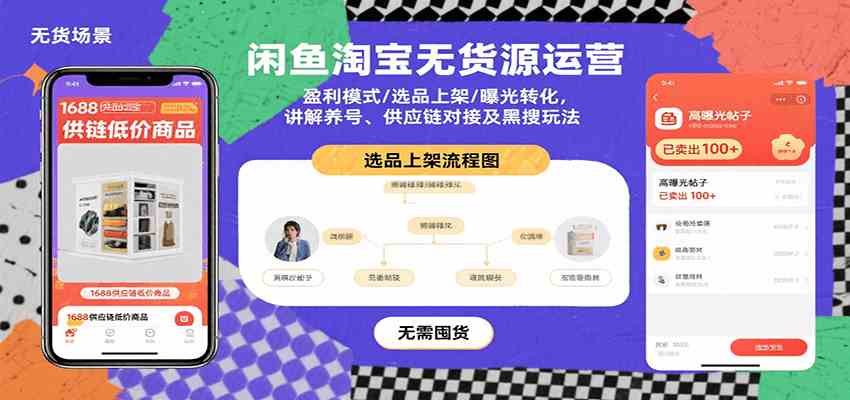 闲鱼淘宝无货源运营：盈利模式/选品上架/曝光转化，讲解养号、供应链对接及黑搜玩法-领学通