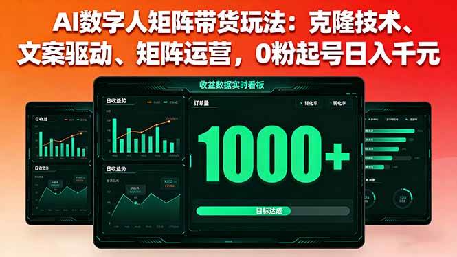 （16050期）AI数字人矩阵带货玩法：克隆技术、文案驱动、矩阵运营，0粉起号日入千元-领学通