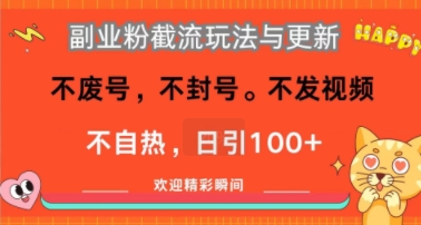 副业粉截流玩法与更新，不废号，不封号，不发视频，不自热，日引100+-领学通