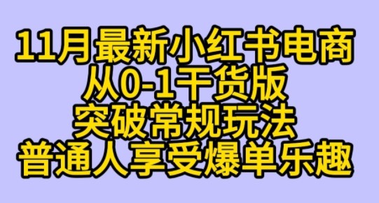 K总部落《11月小红书电商最新玩法从0-1突破平台流量》-领学通