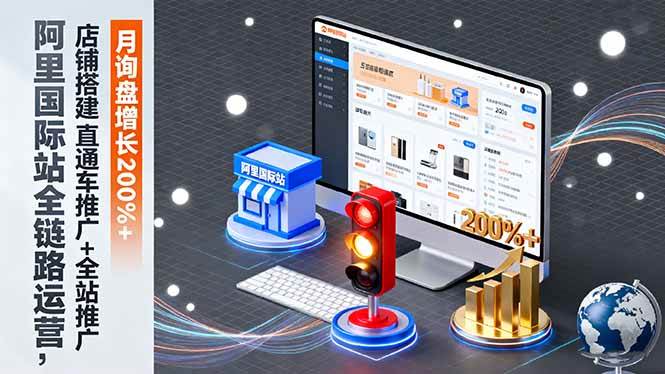 (16311期)阿里国际站全链路运营,店铺搭建+直通车推广+全站推广,月询盘增长200%+-领学通