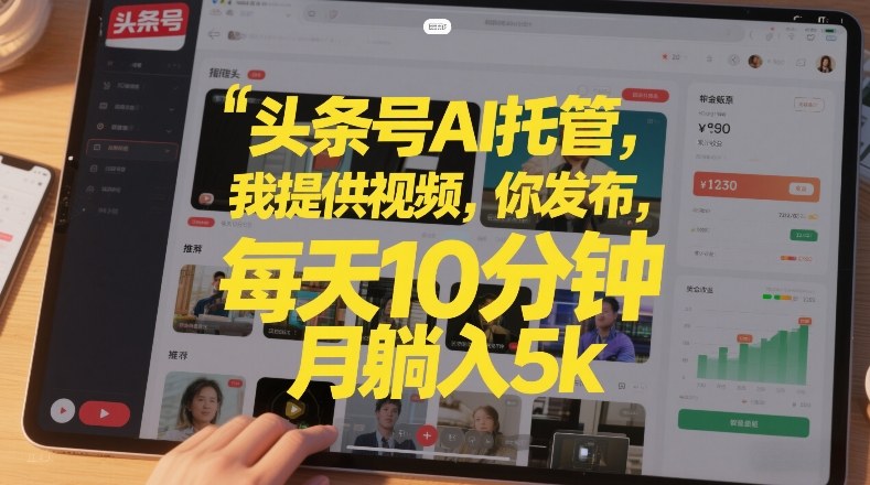 头条号AI托管，我提供视频，你发布，每天10分钟，月躺入5k+【揭秘】-领学通