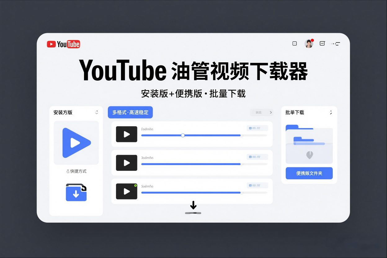 YouTube油管视频下载器安装版+便携版，可以批量下载多个视频-领学通