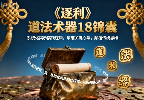 《逐利》道法术器18锦囊，系统化揭示搞钱逻辑，浓缩关键心法，颠覆传统思维-领学通