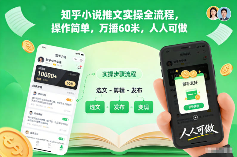 知乎小说推文实操全流程,操作简单,万播60米,人人可做-领学通