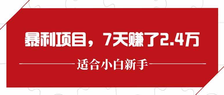 （15228期）最新暴利项目，每单收益轻松在300以上，7天赚了2.4万-领学通