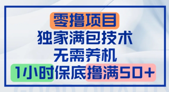 零撸顶配玩法，独家满包技术，无需养机，1小时保底撸满50+-领学通