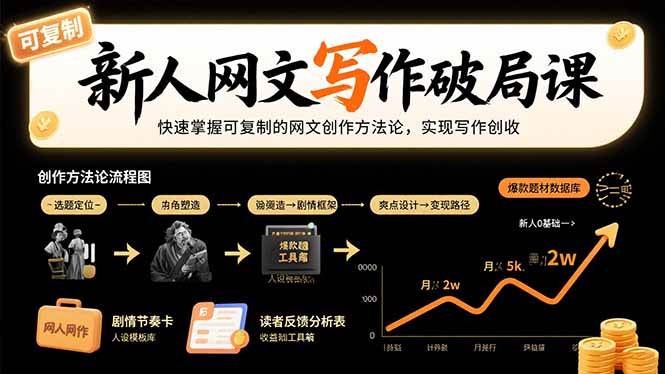 （15688期）新人网文写作破局课：快速掌握可复制的网文创作方法论，实现写作创收-领学通