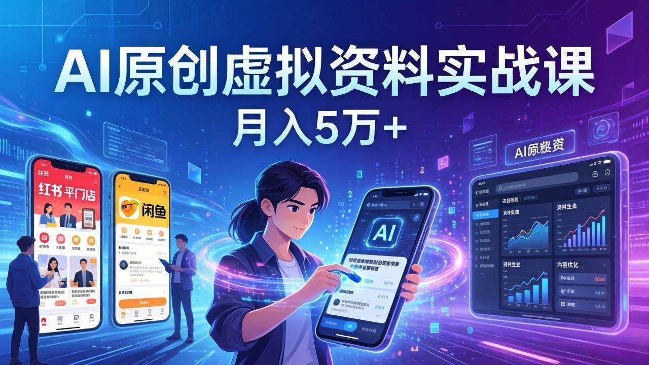 （17657期）AI原创虚拟资料实战课：2026新机会，小红书闲鱼开店，普通人用AI轻松变现，月入5万+-领学通