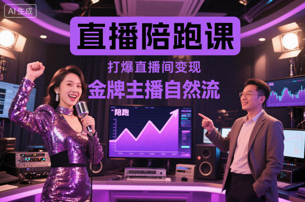 直播陪跑课,金牌主播自然流打爆直播间,复制高变现玩法-领学通
