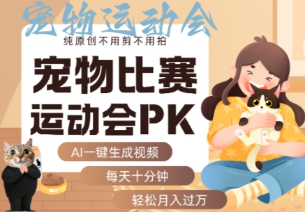 AI一键生成宠物比赛运动会PK视频，纯原创不用剪不用拍，每天十分钟，轻松月入过1W+-领学通