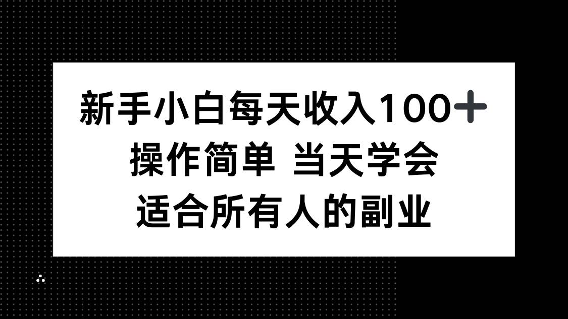 （15937期）新手小白每天收入100+，操作简单 当天学会 ，适合所有人的副业-领学通