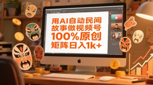 用AI自动民间故事做视频号，100%原创，矩阵日入1k+-领学通