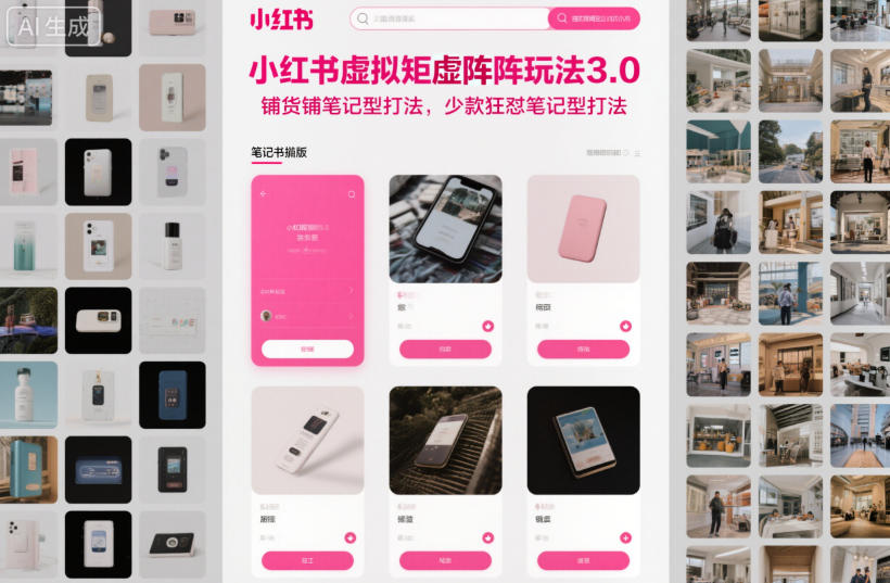 小红书虚拟矩阵玩法3.0,铺货铺笔记型打法,少款狂怼笔记型打法-领学通