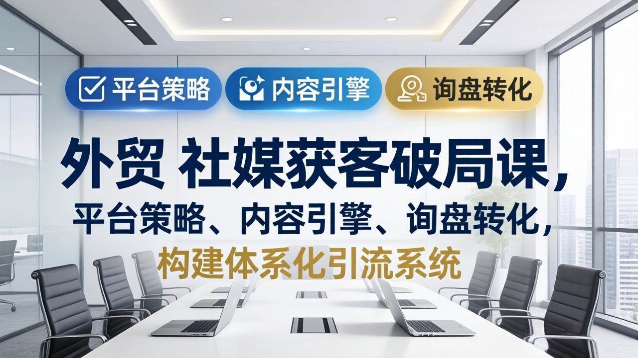 (17901期)外贸 社媒获客破局课,平台策略、内容引擎、询盘转化,构建体系化引流系统(更新26年3月)-领学通