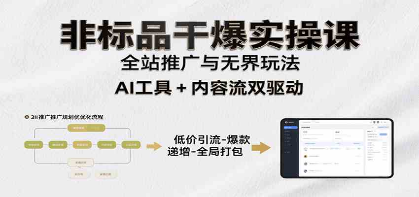 非标品干爆实操课：含多案例及操盘方法，从选品到推广、成交，助力打造爆款实现盈利-领学通