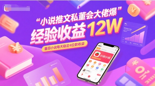小说推文私董会大佬爆单经验分享收益12W，番茄小说每天稳定4位数收益-领学通