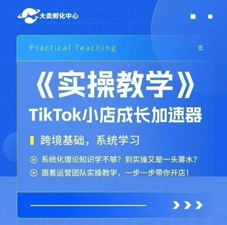 大卖家孵化中心TikTok实操课，TikTok小店成长加速器，跨境基础系统学习，一步一步带你开店-领学通