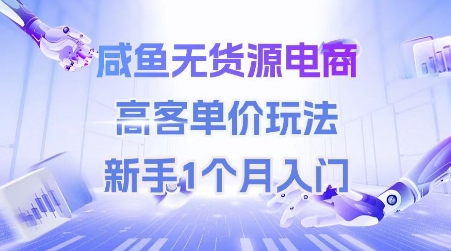 咸鱼无货源电商，高客单价玩法，新手1个月入门-领学通