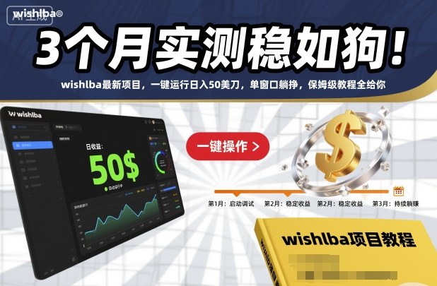 3个月实测稳如狗！wishlba最新项目，一键运行日入50美刀，单窗口躺挣，保姆级教程全给你【揭秘】-领学通